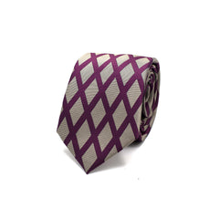 PURPLE DIAMOND GRID TIE AND POCKET SQUARE SET