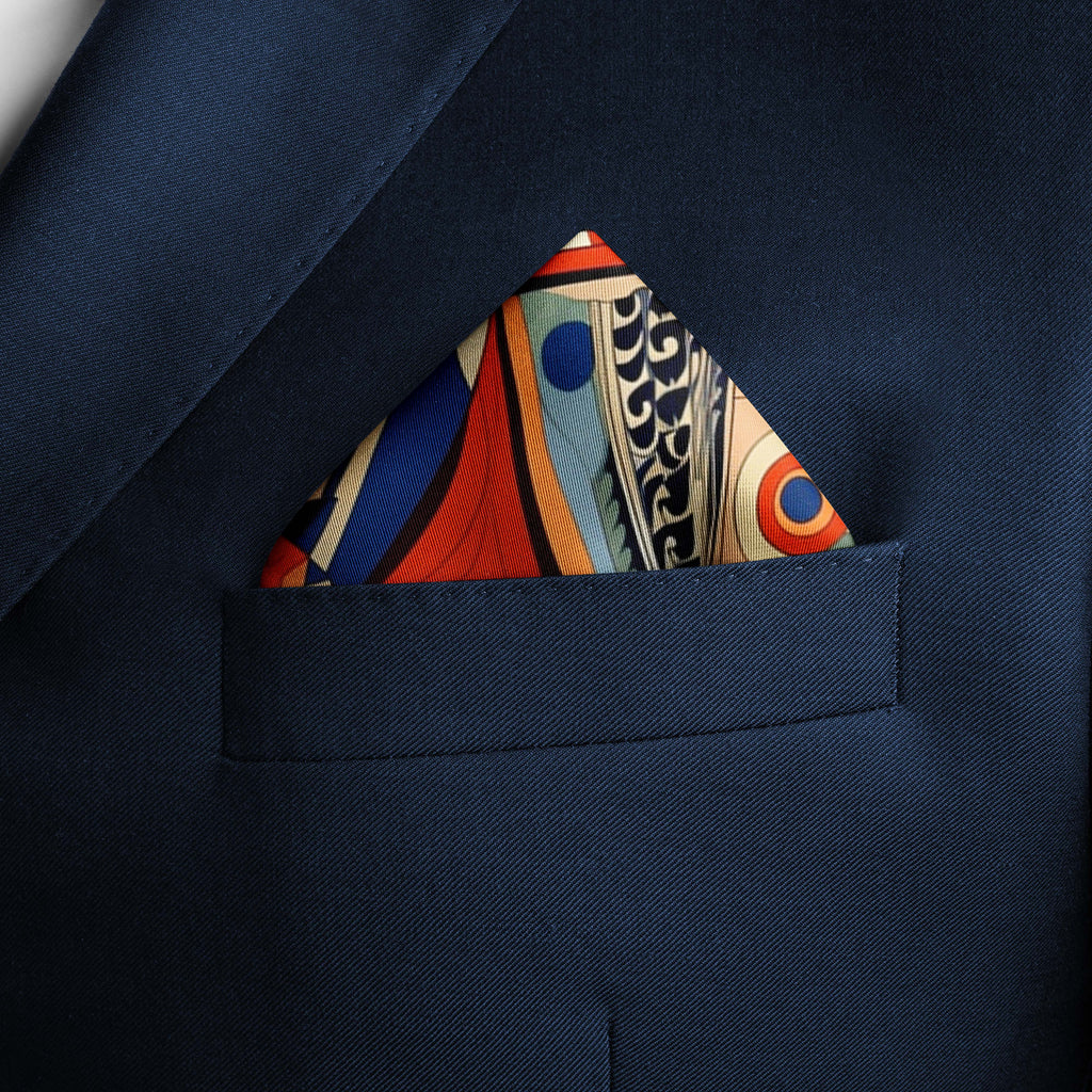 VINTAGE ART SILK POCKET SQUARE