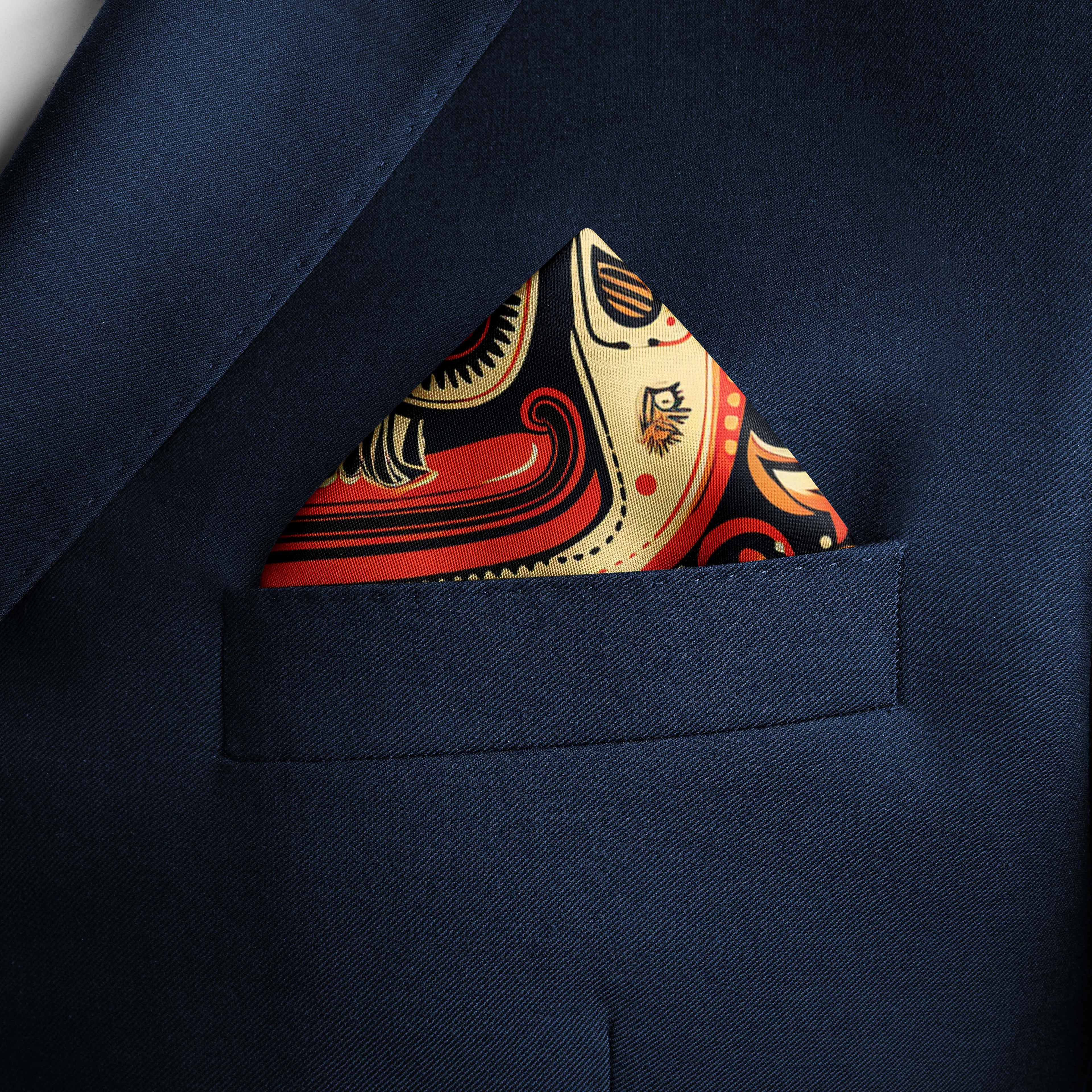 WINTER ETHNIC SILK POCKET SQUARE