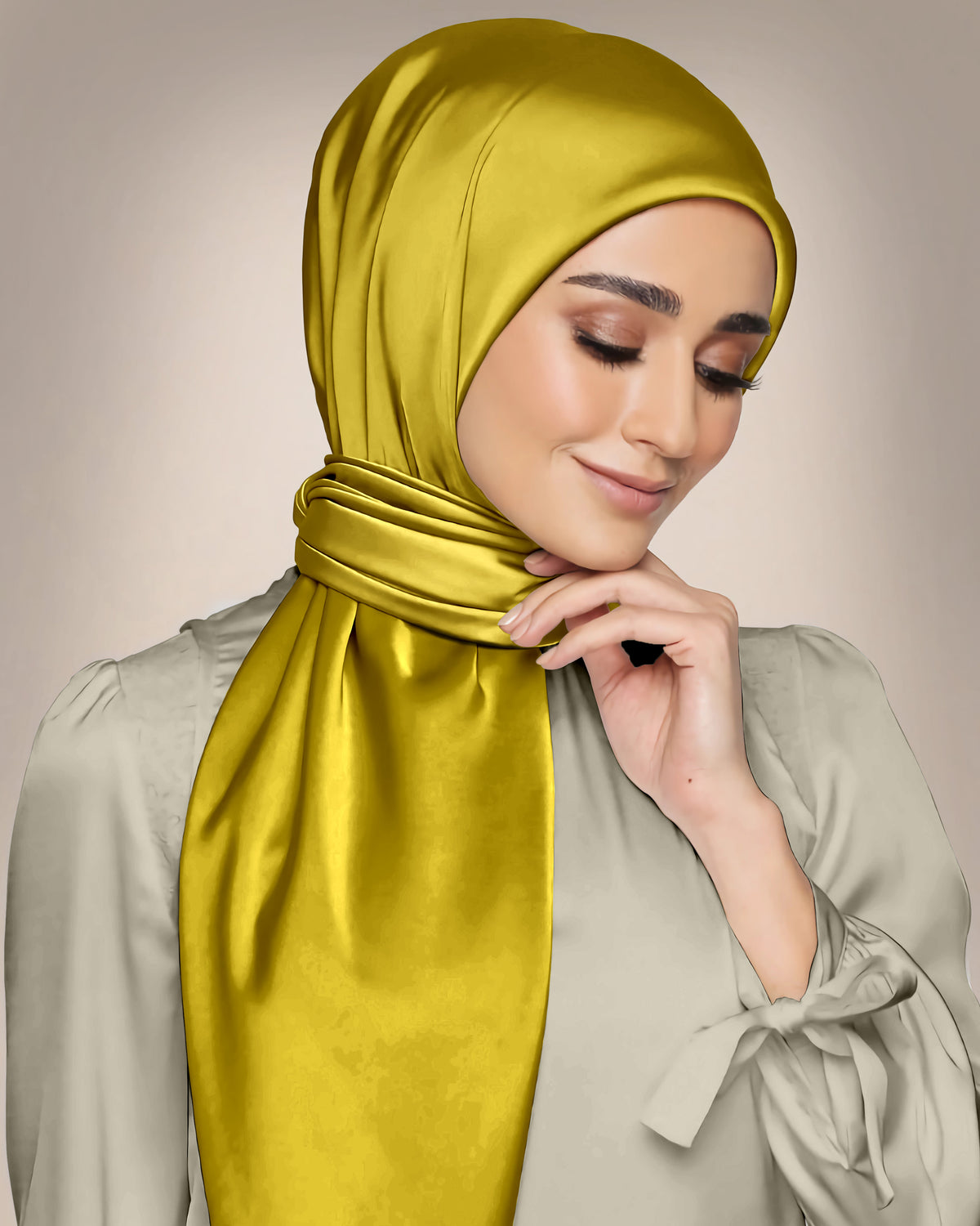 LIME YELLOW SILK WOMEN HIJAB – PREMIUM COLLECTION