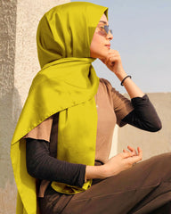 LIME YELLOW SILK WOMEN HIJAB – PREMIUM COLLECTION